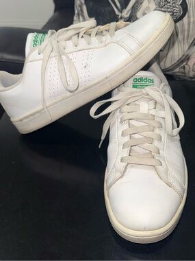 adidas White Sneaker Interior Tag with Green Insole